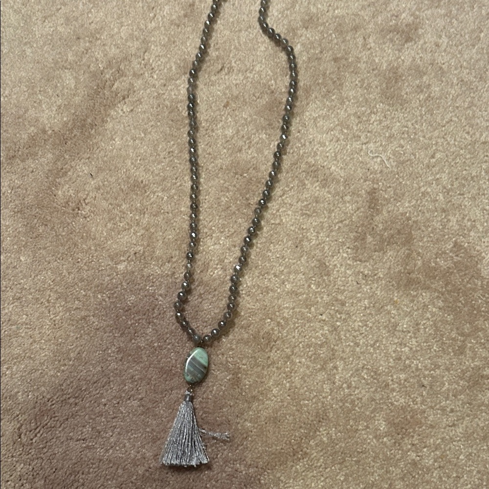 Elegant Beaded Necklace with Tassel
